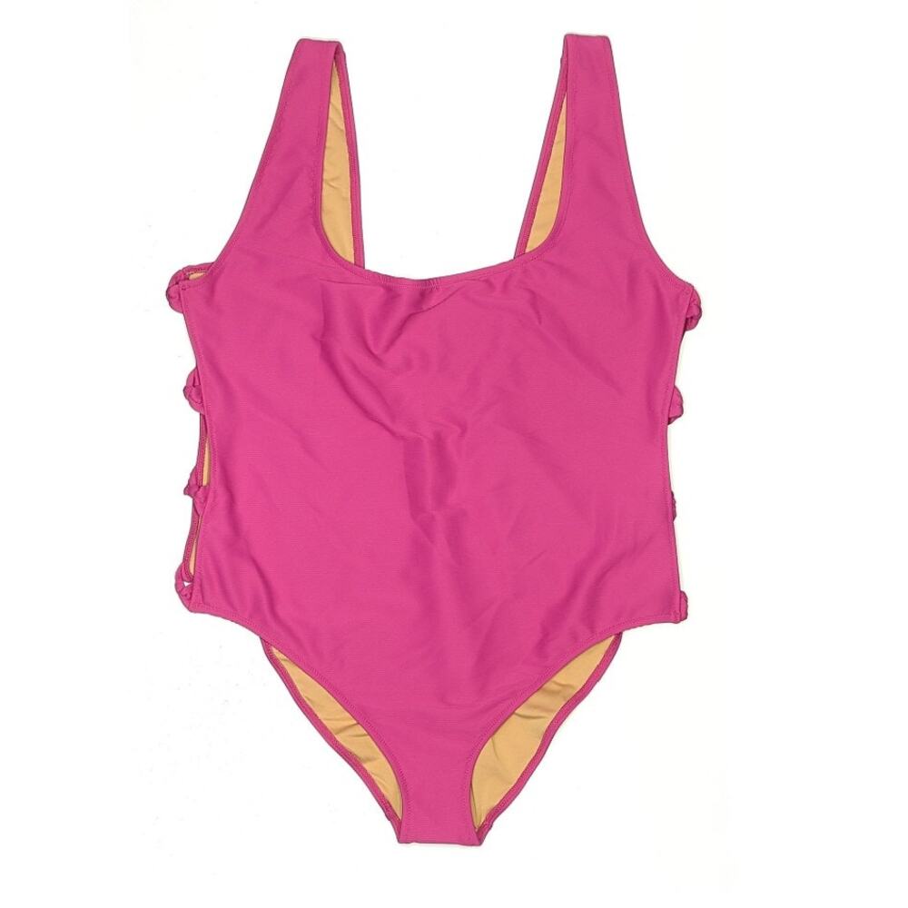 J Crew Size 20 Swimsuit One Piece Ribbed Cut-Out Fuchsia Pink NWT